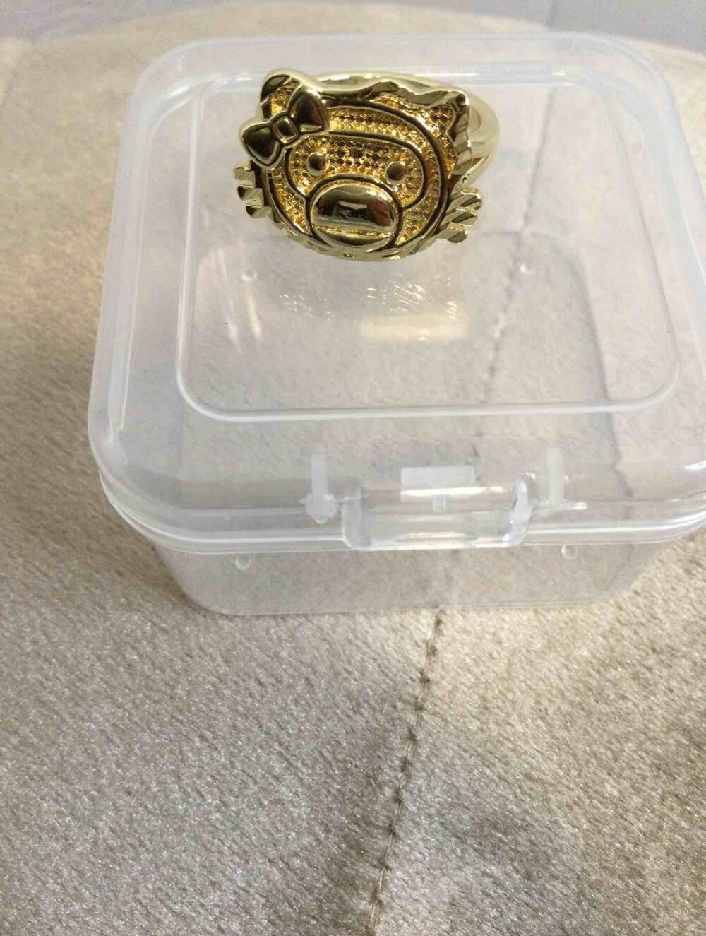 Gold-tone Cute Pig Face Fashion Ring